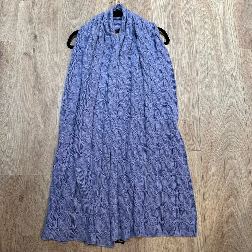 Ann Taylor Cashmere Wool & Silk Blanket Scarf  periwinkle Mint Condition 20x80